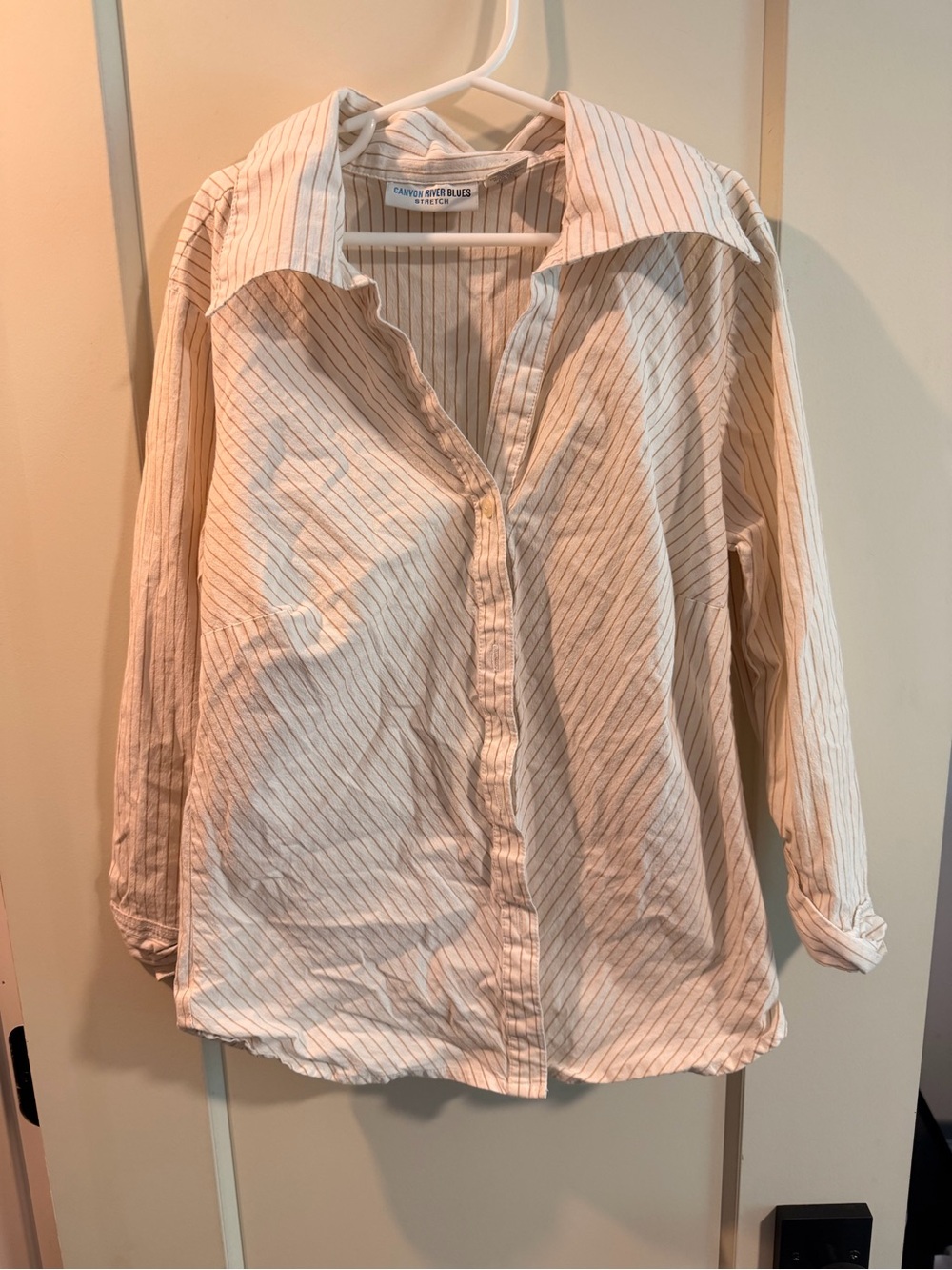 Canyon River Blues Cream Button-Down with Thin Stripes